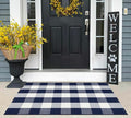 Blue and White Checkered Outdoor Rug 27.5''x 43.3''Buffalo Plaid Layered Doormat Woven Machine Washable Farmhouse Door Mats Outdoor for Hello/Welcome Mat,Entryway,Bedroom,Patio