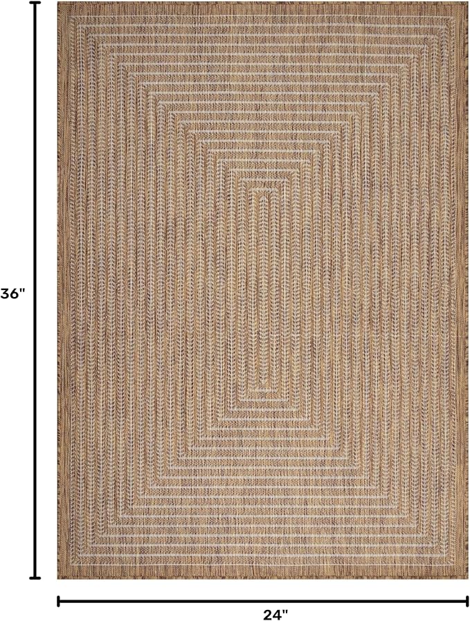 Adiva Rugs Outdoor Indoor Area Rug, Weather Resistant, Easy to Clean, Stain Resistant Floor Mat for Dining Room, Backyard, Deck, Patio (Wooden, 2' x 3')