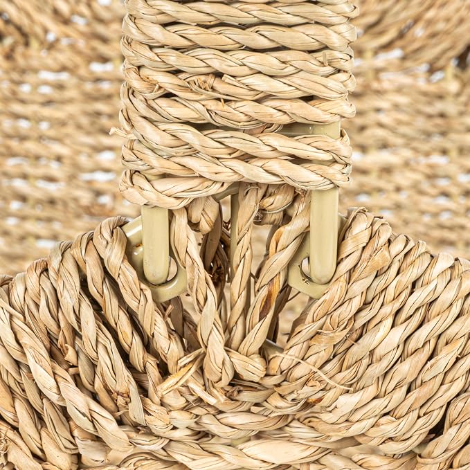 Household Essentials Woven Seagrass Flower Basket with Detachable Handle