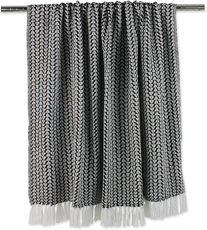 DII Arrowhead Woven Throw, 50x60 with 3" Fringe, Black, 1 Piece