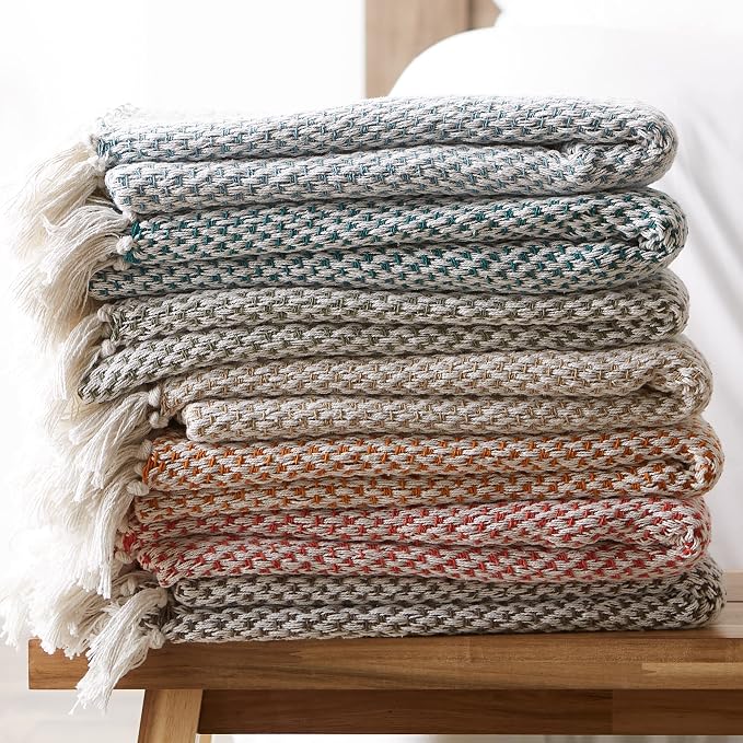 DII Woven Throw Collection 100% Cotton, Basketweave, 50x60, Spice