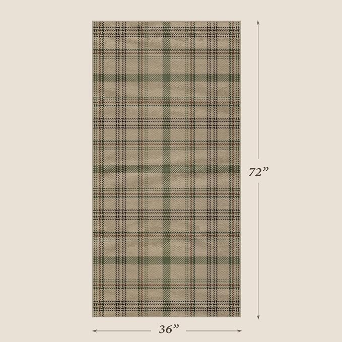 3x6 Washable Kitchen Rug Non Slip Washable - Large Entryway Rug, Non Slip Farmhouse Decor for Bedroom Bedside, Laundry Room, Easy Jute Beige & Sage Holiday