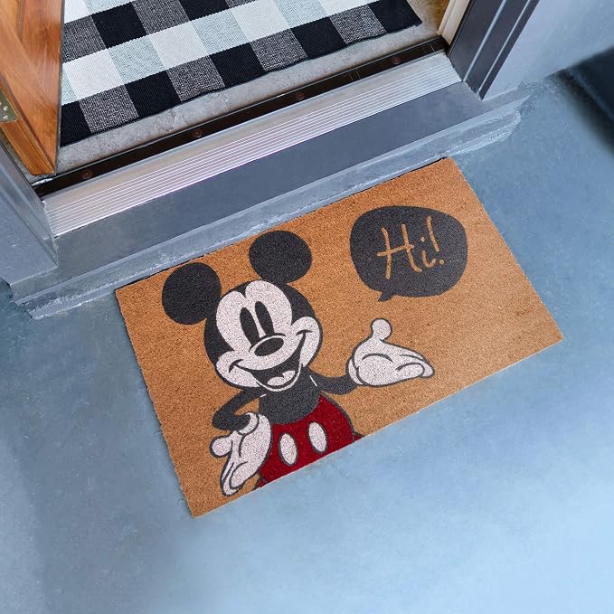 Gertmenian Disney Mickey Mouse Coir Doormat - 2x3 Welcome Mat (2-Pack), Ideal for High Traffic Areas in Front Door, Garage, Entryway - Retro Mickey & Minnie, Multi, 47320