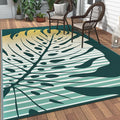 GENIMO Outdoor Rug, Waterproof Plastic Rugs for Patio, 6'x9' Yellow Green | Outside Larger Leaf Carpet Mat for Porch Decor, Deck, Balcony, Camping, RV, Backyard, Picnic, Beach, Reversible, Foldable