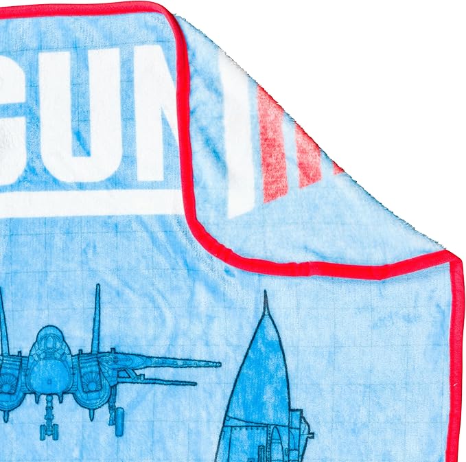 Silver Buffalo Top Gun Maverick Plane, Fleece Throw Blanket, 45x60in | Schematic, Soft and Cozy, 185 GSM