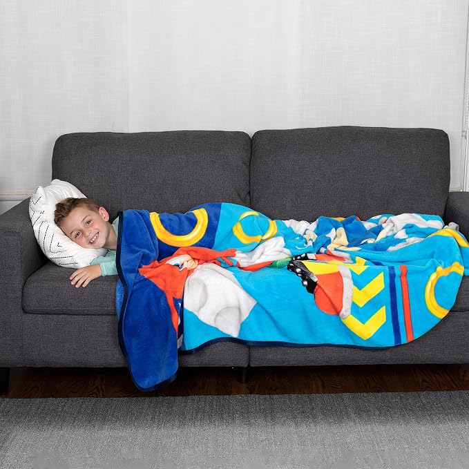 Franco Kids Bedding Super Soft Plush Micro Raschel Blanket, 62 in x 90 in, Sonic The Hedgehog
