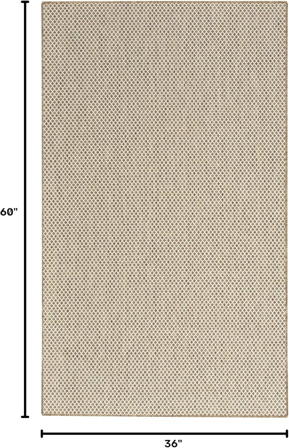 Nourison Home Courtyard Jute Ivory 3' x 5' Area Rug - Easy Clean, Non Shedding, Bed Room, Living Room, Dining Room, Kitchen (3' x 5')