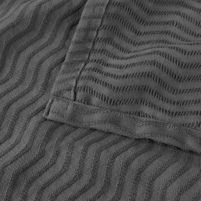 Superior JENA Cotton Blanket, for Picnic, Beach, Traveling or Camping, Bedroom Decor, Essentials, Cover for Bed, Couch, Lounging, Textured Jacquard, Modern Chevron Woven Blanket, King, Charcoal