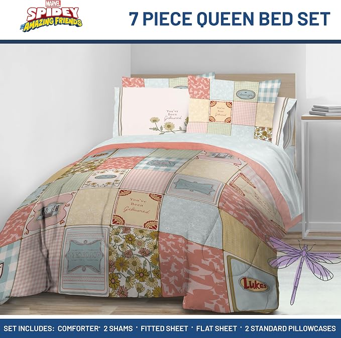 Gilmore Girls Queen Comforter Set 7 Piece Soft Bedding for Girls, Multi | Bed in a Bag, Comforter Sheets Shams Pillowcases, Official Product, Soft Microfiber, Machine Washable, Girls Gift