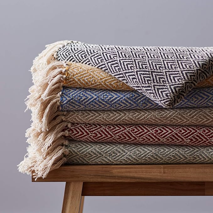 DII Diamond Throw Collection Cotton Woven, 50x60, Stonewash Blue
