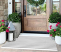 Grey and White Outdoor Rug 2'x4.3',Striped Front Porch Rug Cotton Woven Washable Indoor Outdoor Doormat Farmhouse Small Area Rug for Porch/Entryway/Home Entrance Decor