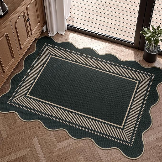 Easy Jute Outdoor Mats for Front Door, 2x3 Small Washable Kitchen Rugs, Farmhouse Black Throw Rug Non Slip Indoor Outdoor Carpet for Porch Entryway Foyer