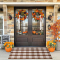Buffalo Plaid Outdoor Rug 3x5 Ft Coffee and White Checkered Area Rug Washable Fall Doormats Indoor Outdoor Rugs for Layered Front Door Mats, Porch, Entryway, Kitchen, Farmhouse