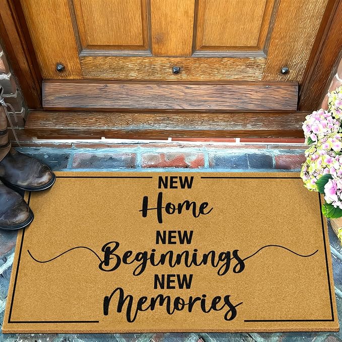 Coir Door Mat for Outside Entrance Welcome Mats for Front Door Home Floor Doormat for Patio with Heavy Duty Backing Anti-Slip Rug New Home Decor Sign Housewarming Gift for Family Friends 16.9"x29.9"