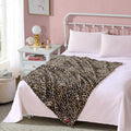 Betsey Johnson - Plush Throw Blanket for Couch or Bed, Soft Reversible Western Fleece Throw, Cozy Printed Soft Blanket, Etched Leopard Brown, 50" x 70"