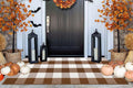 Coffee and White Outdoor Rug 24''x51''Checkered Plaid Front Porch Rug Cotton Woven Washable Door Mat Outdoor for Layered Doormat Hello Welcome Door Mat Kitchen Farmhouse Entryway