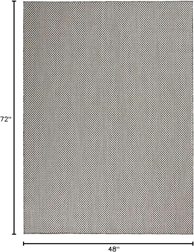 Nourison Home Courtyard Ivory Charcoal 4' x 6' Area Rug - Easy Clean, Non Shedding, Bed Room, Living Room, Dining Room, Kitchen (4' x 6')