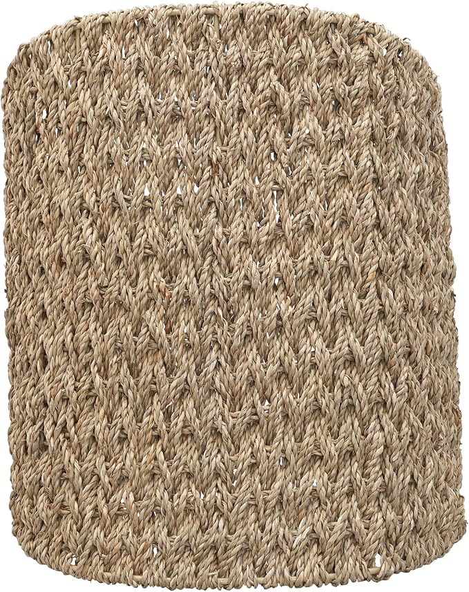 Household Essentials Handwoven Seagrass and Iron Magazine Rack, Natural Finish