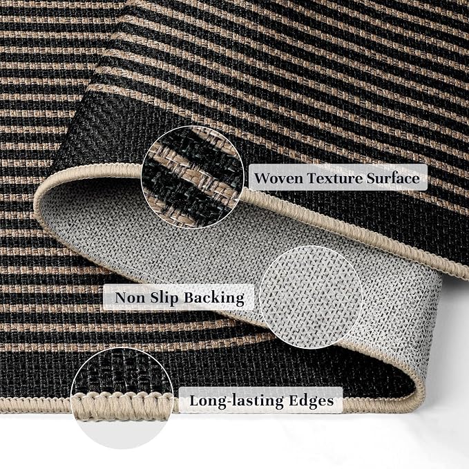 EDIMENS 2x6 Runner Rug Easy Jute Washable Kitchen Indoor Outdoor Non Slip | Rugs for Kitchen Floor Runner Rug for Laundry Balcony Low Pile Rugs Rainbow Carpet for Hallway Runner 6ft Entry