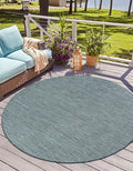 Unique Loom Outdoor Solid Collection Area Rug (6' 1" Round Teal/Navy Blue)