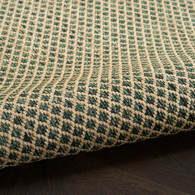 Nourison Home Courtyard Green 9' x 12' Area Rug - Easy Clean, Non Shedding, Bed Room, Living Room, Dining Room, Kitchen (9' x 12')