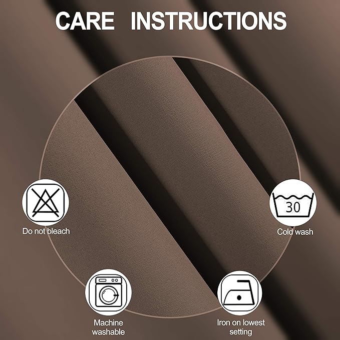 LEMOMO Chocolate Brown Thermal Blackout Curtains/52 x 108 Inch/Set of 2 Panels Room Darkening Curtains for Bedroom