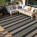 Lahome Striped Easy Jute Living Room Rug, 6x9 Outdoor Area Rugs Washable | Porch Patio Rug Black, Modern Farmhouse Neutral Non Slip Stain Resistance Indoor Carpet for Dining Under Table Mudroom