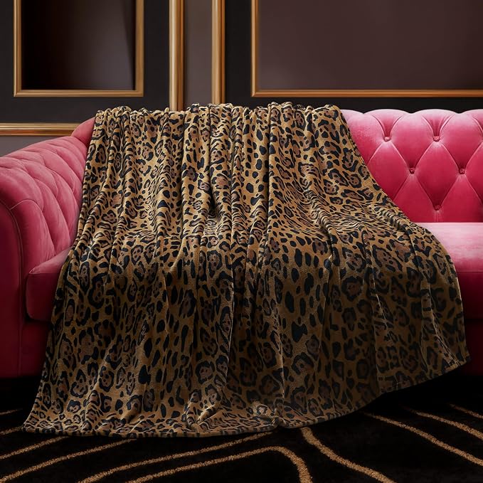Baby Phat Oversized Plush Throw Blanket 60" x 70", Leopard
