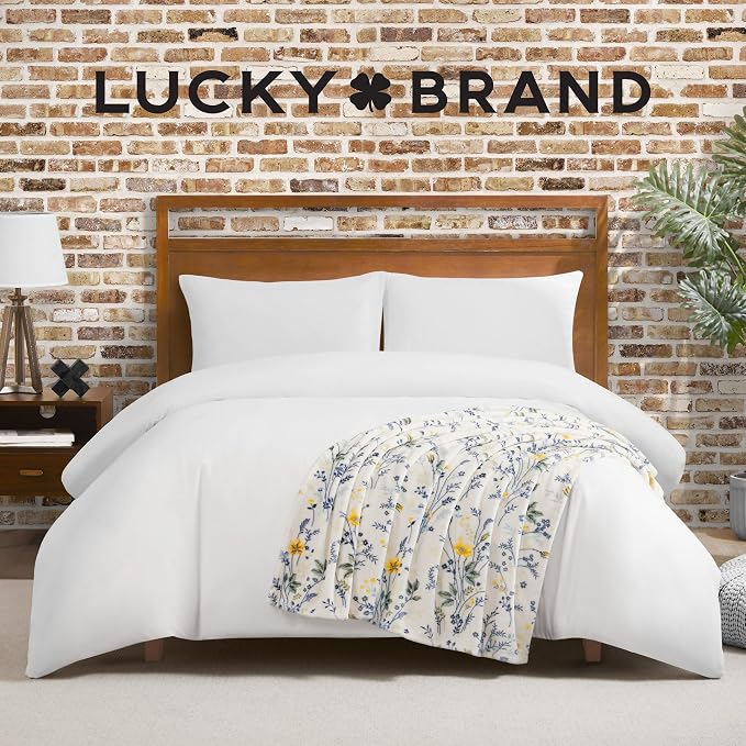 Lucky Brand Wildflower Yellow Floral 50"x70" Cozy Plush Blanket - Premium Microfiber Throw for Luxurious Comfort and Style