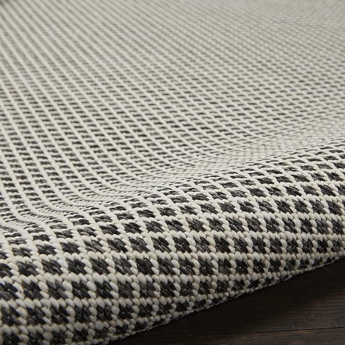 Nourison Home Courtyard Ivory Charcoal 10' x 14' Area Rug - Easy Clean, Non Shedding, Bed Room, Living Room, Dining Room, Kitchen (10' x 14')