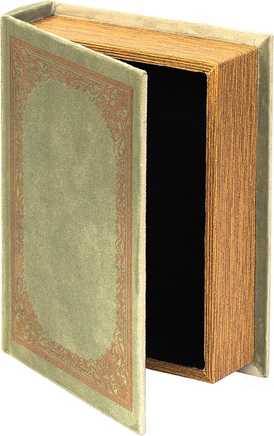 Vintiquewise Decorative Vintage Book Shaped Trinket Storage Box - Antique Green