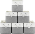 Patvingot 11-Inch Fabric Cube Storage Bins with Handles,6 Pack,Foldable | For cube shelves and closets,keeps grouped for everyday access,reinforced opening and fold-flat storage,white and gray