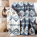 Carstens, Inc. Luxury Soft Stretchy Reversible Plush Throw Blanket, Large 50" x 60", Western Blue Diamond Aztec