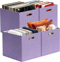 Posprica 3X Thicker Collapsible Storage Bins,13×15x13 Foldable Storage Cube Boxes Fabric Drawer for Closet Shelf Cabinet Bookcase, set of 4 (Purple)
