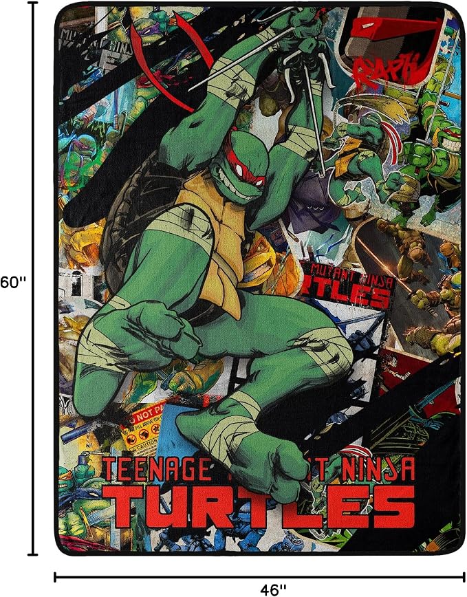 Northwest Teenage Mutant Ninja Turtles Micro Raschel Throw Blanket, 46" x 60", Raph Attack