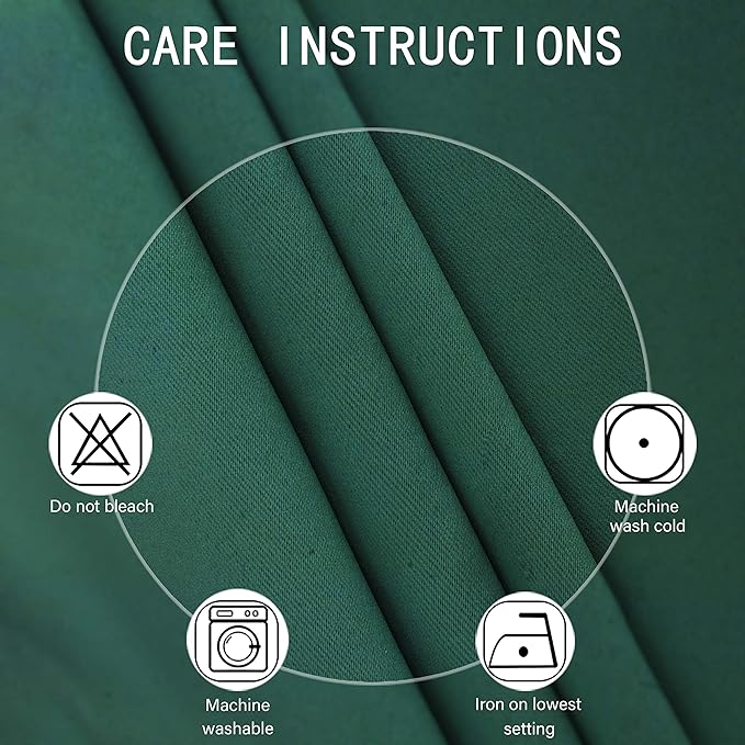 LEMOMO Dark Green Bedroom Blackout Curtains/52 x 63 Inch Long/Set of 2 Curtain Panels/Thermal Insulated Room Darkening Curtains for Bedroom