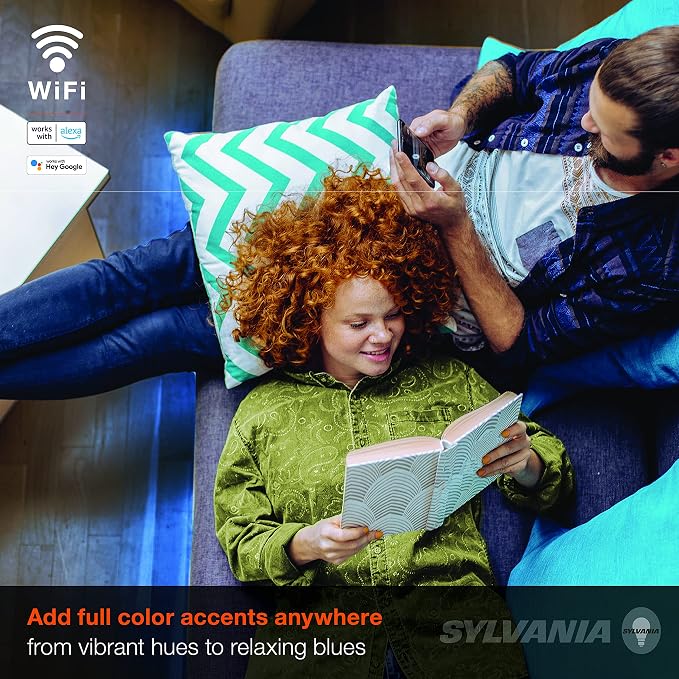 SYLVANIA Smart LED WiFi Full Color Light Strip, 6.5 ft, Dimmable, Compatible with Alexa and Google Home Only - 1 Pack (75704)