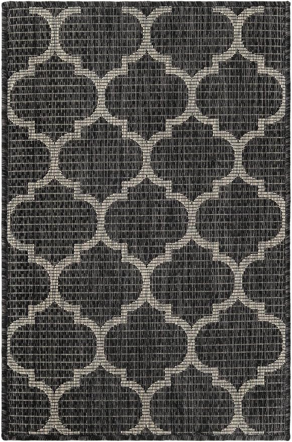 Unique Loom Outdoor Trellis Collection Area Rug - Trellis (Rectangular 2' 0" x 3' 1", Black/ Ivory)
