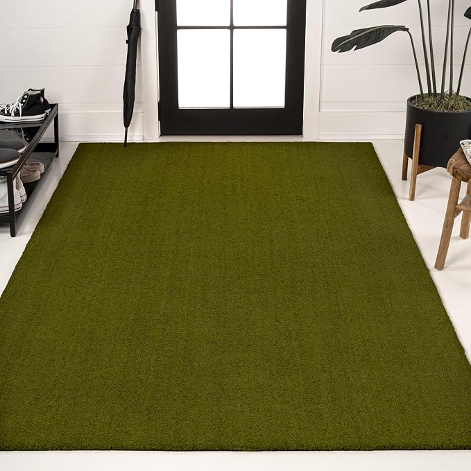 JONATHAN Y Peater Classic Casual Commercial Natural Coir Green 5 ft. x 8 ft. Doormat for Entrance, Front Door, Entryway CHG100F-5