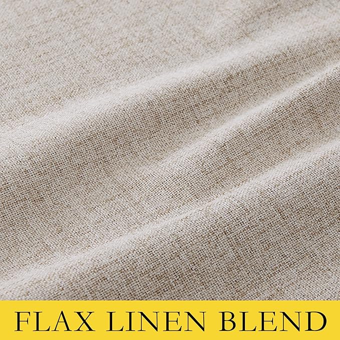 NICETOWN Farmhouse Style 100% Blackout Oatmeal Linen Curtains 90 inches Length, 2 Panels, 52" W, Room Cooling Window Draperies with Thermal Insulated Liners for Dining Room