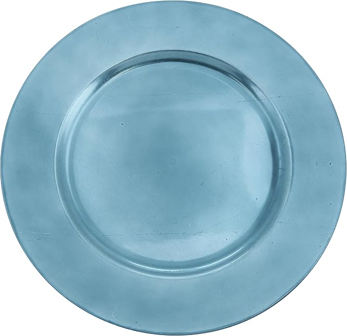 SARO LIFESTYLE Decorative Charger Plates, 13” Round Plastic Charger Plates, Set of 4 – Elegant Table Décor for Events, Weddings & Home Dining, Teal