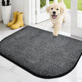 PURRUGS Dirt Trapping Door Mat Half Round 24" x 35.5", Non-Slip Machine Washable Entry Rug, Entrance Mat, Indoor Front Door Mat, Super Absorbent Entryway Rug for Muddy Shoes & Paws, Heathered Charcoal
