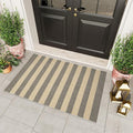 OJIA Tan Washable Outdoor Rugs 3'x5' Front Door Mat Porch Rug Patio Decor | Cotton Woven Doormat Indoor Outdoor Rugs Striped Entryway Rugs Small Outdoor Door Mats Outside Entrance for Kitchen Entry
