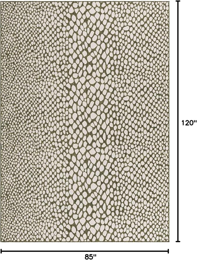 Unique Loom Jill Zarin Outdoor Collection Area Rug - Cape Town (7' 1" x 10' Rectangle, Green/ Ivory)
