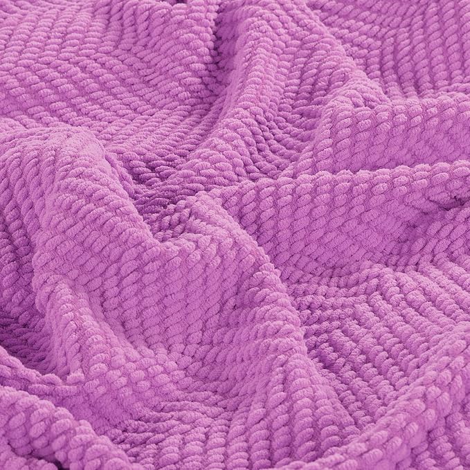 Home Soft Things Purple Throw Blanket Knitted Tweed Throw 50'' x 60'', Violet, Super Soft Cozy Warm Comfortable Breathable Throw for Living Room Chair Couch Bed Sofa Bedroom Home Décor