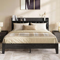 LIKIMIO Full Size Bed Frame, PU Leather Storage Headboard with Charging Station, Solid and Stable, Noise Free, No Box Spring Needed, Easy Assembly, Black