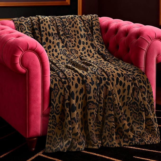 Baby Phat Oversized Plush Throw Blanket 60" x 70", Leopard