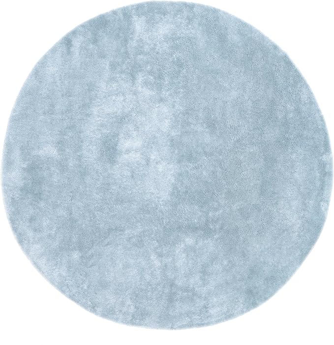 nuLOOM Loni Light Blue Solid Washable Area Rug, 6' Round