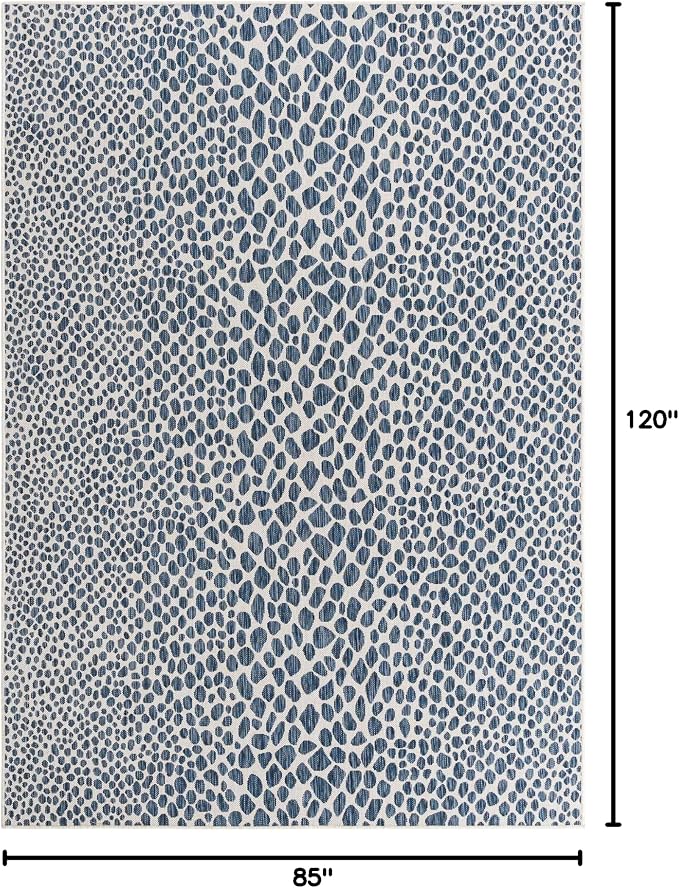 Unique Loom Outdoor Collection Area Rug - Cape Town (7' 1' x 10' Rectangle, Blue/ Olive)
