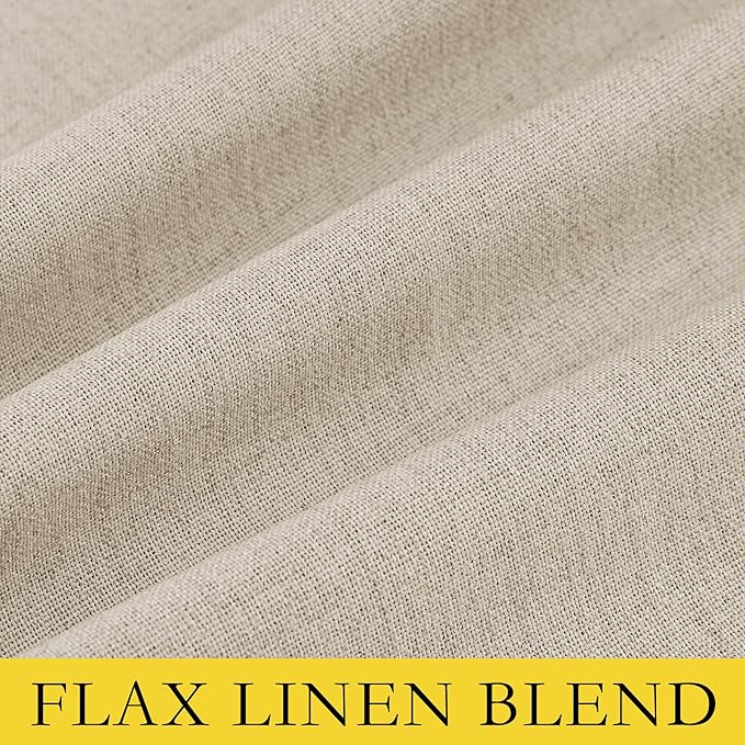 NICETOWN Cream 100% Blackout Short Curtains 63 inches Lenghth Burg for Kitchen, 2 Panels, Burlap Linen Drapes with Thermal Insulated Grey Liner, Keeping Out Cold Air and Heat Panels